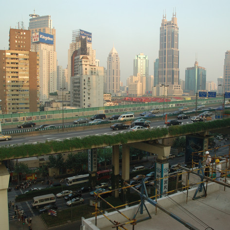 Filiming above Shanghai's elevated highway