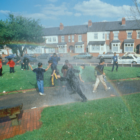 Children playing in the Saltley Geyser